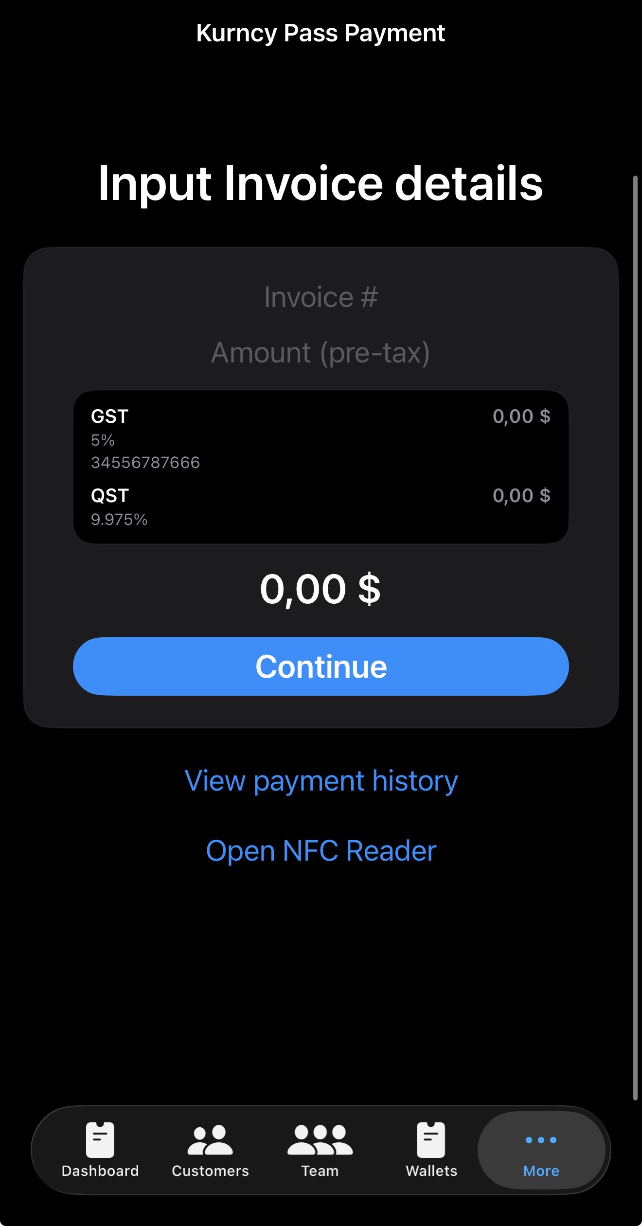 Kurncy Partners payment screen